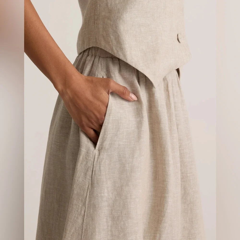 QUINCE NWT 100% european lInen maxi skirt -flax -medium - Picture 6 of 13